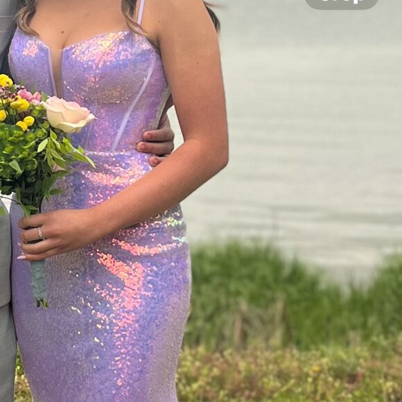 Sherri Hill Sequin Gown with Train & Corset Top